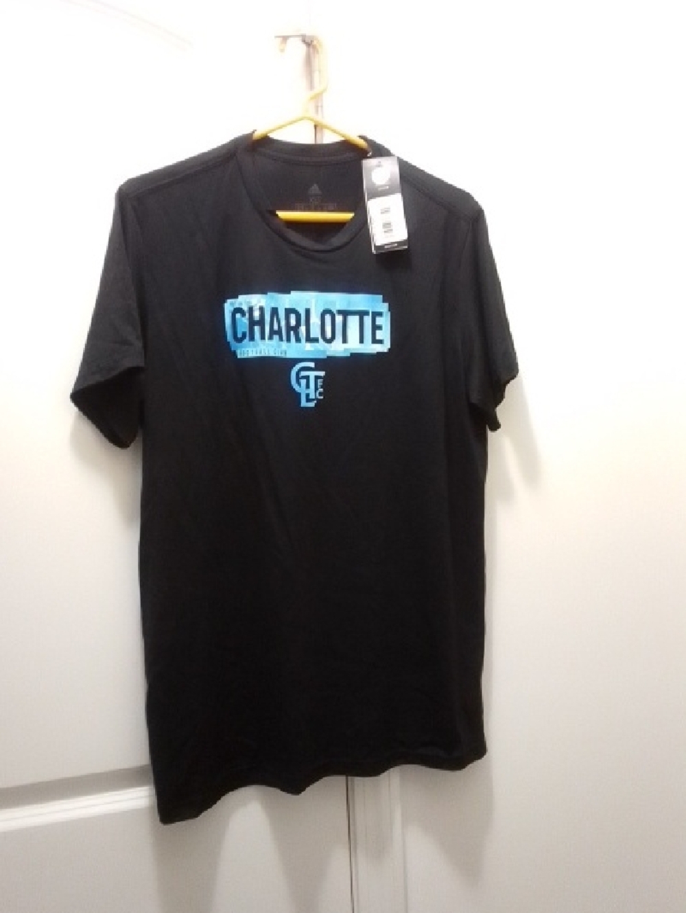 adidas Men’s Black T-Shirt with Blue Charlotte Graphic